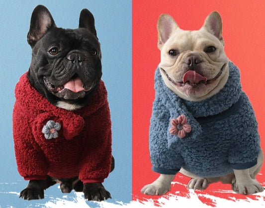 Fleece-lined Sweater with Scarf French Bulldog Pet Supplies LeFrenchieFlair CJD