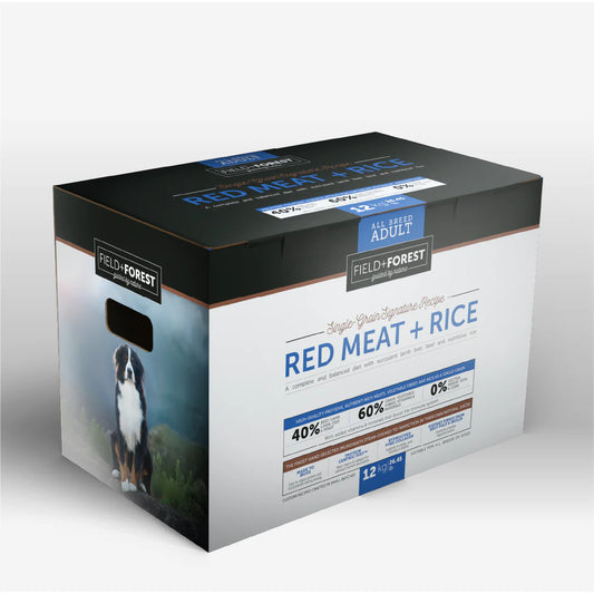 Field+Forest: All Breed Adult | Single-Grain Red Meat + Rice Dry Food 12 kg - Le Frenchie Flair
