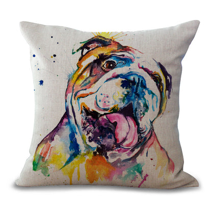 French Bulldog watercolor series cotton and linen pillowcase - Le Frenchie Flair
