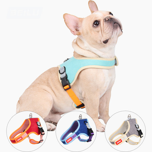 Saddle-type Reflective Suede Leash Pet Harness French Bulldog - Le Frenchie Flair
