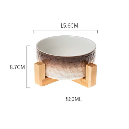 Ceramic and Wood Pet Bowl for Dogs and Cats French Bulldog Pet Supplies - Le Frenchie Flair